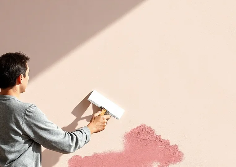Application d'un enduit décoratif à la lisseuse sur un mur